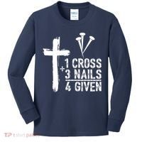 1 Cross 3 Nails Forgiven Jesus Christian Easter Kids Long Sleeve Shirt thumb 0