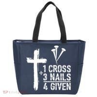 1 Cross 3 Nails Forgiven Jesus Christian Easter Tote Bag thumb 0