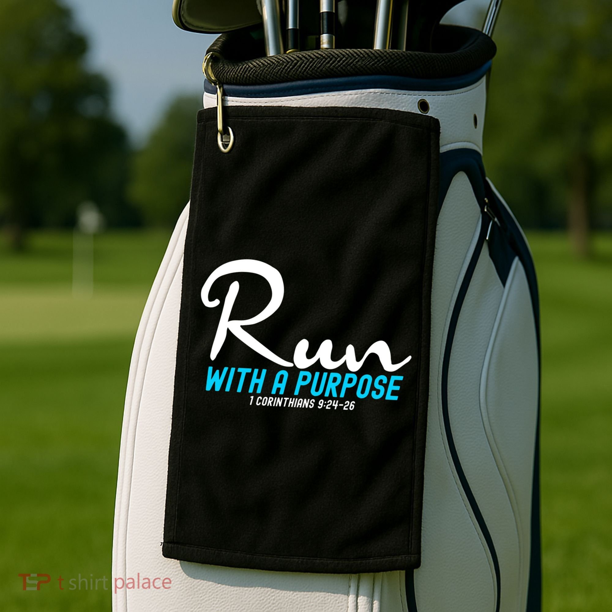 1 Corinthians 924 26 Run With A Purpose Golf Towel