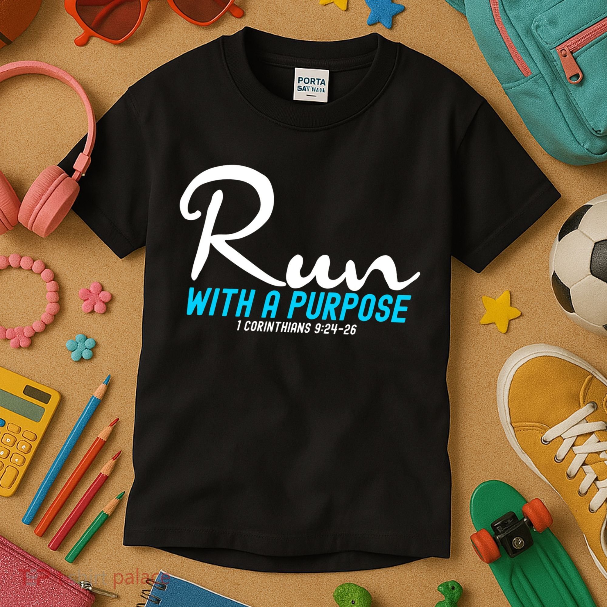 1 Corinthians 924 26 Run With A Purpose Kids T-Shirt