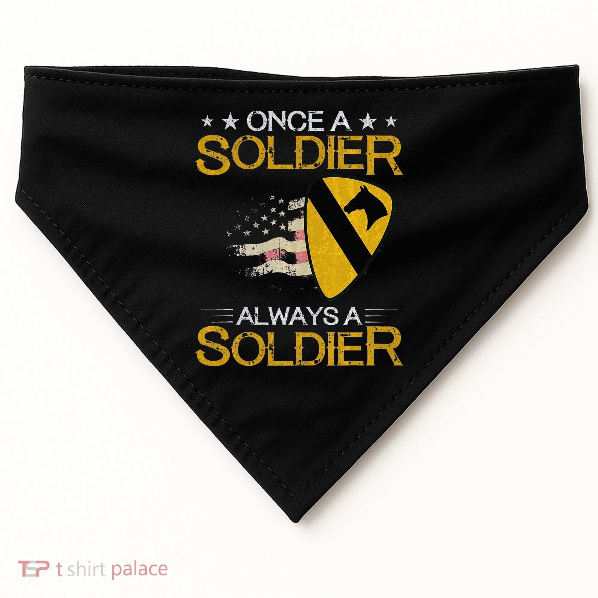 1st Cavalry Division Veteran Always a Soldier Military Xmas USA-Made Doggie Bandana