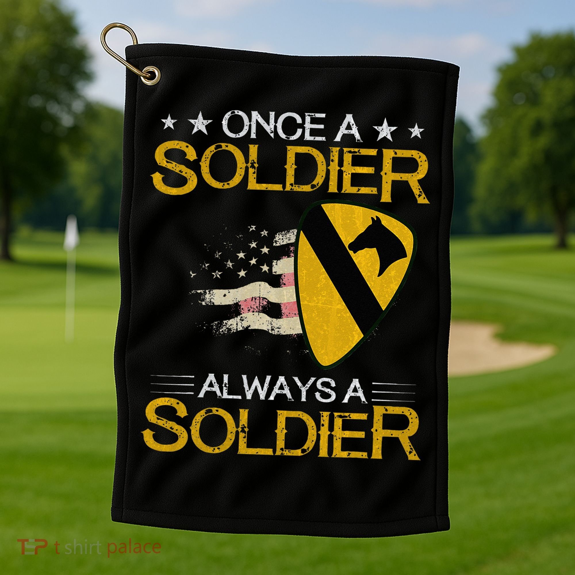 1st Cavalry Division Veteran Always a Soldier Military Xmas Golf Towel