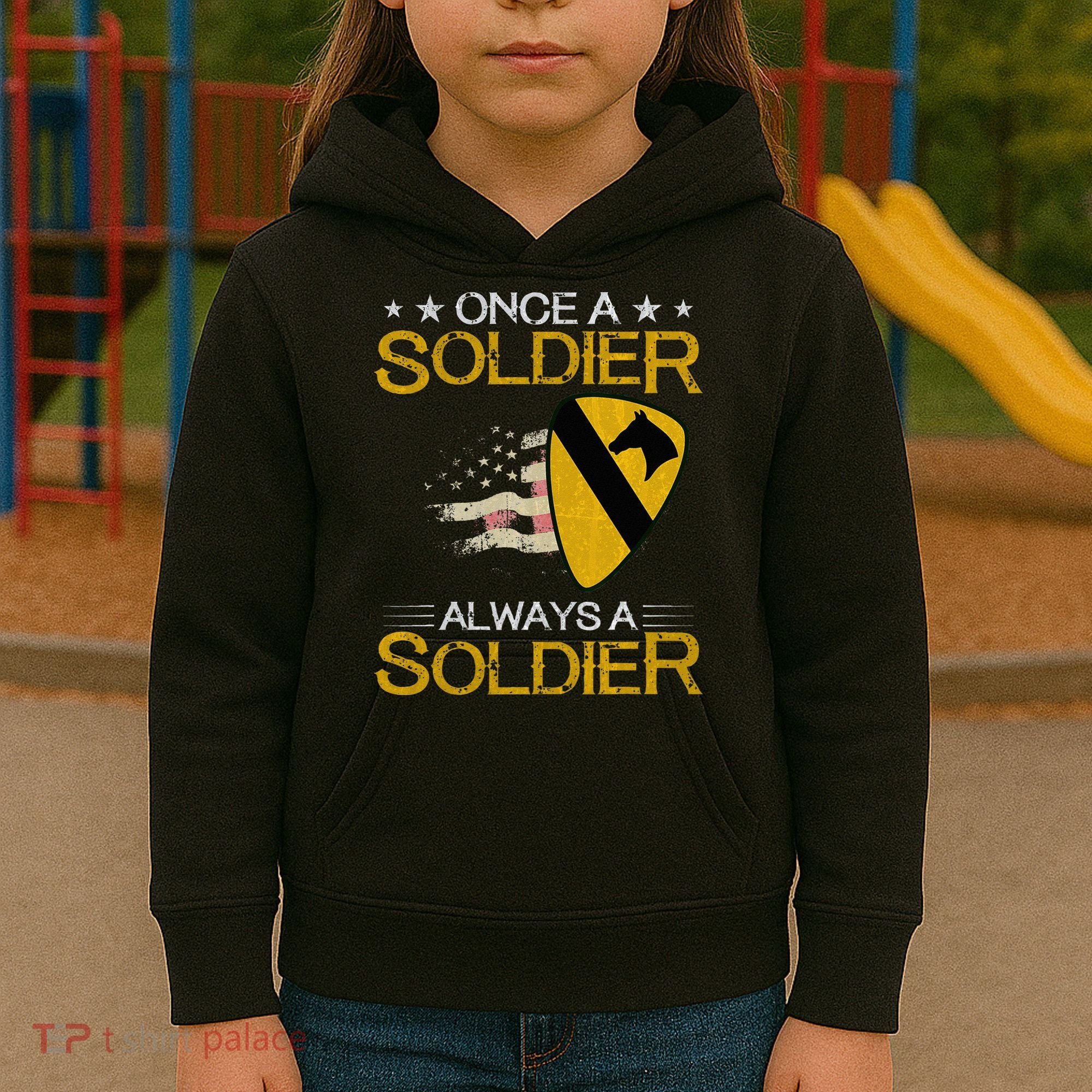 1st Cavalry Division Veteran Always a Soldier Military Xmas Kids Hoodie