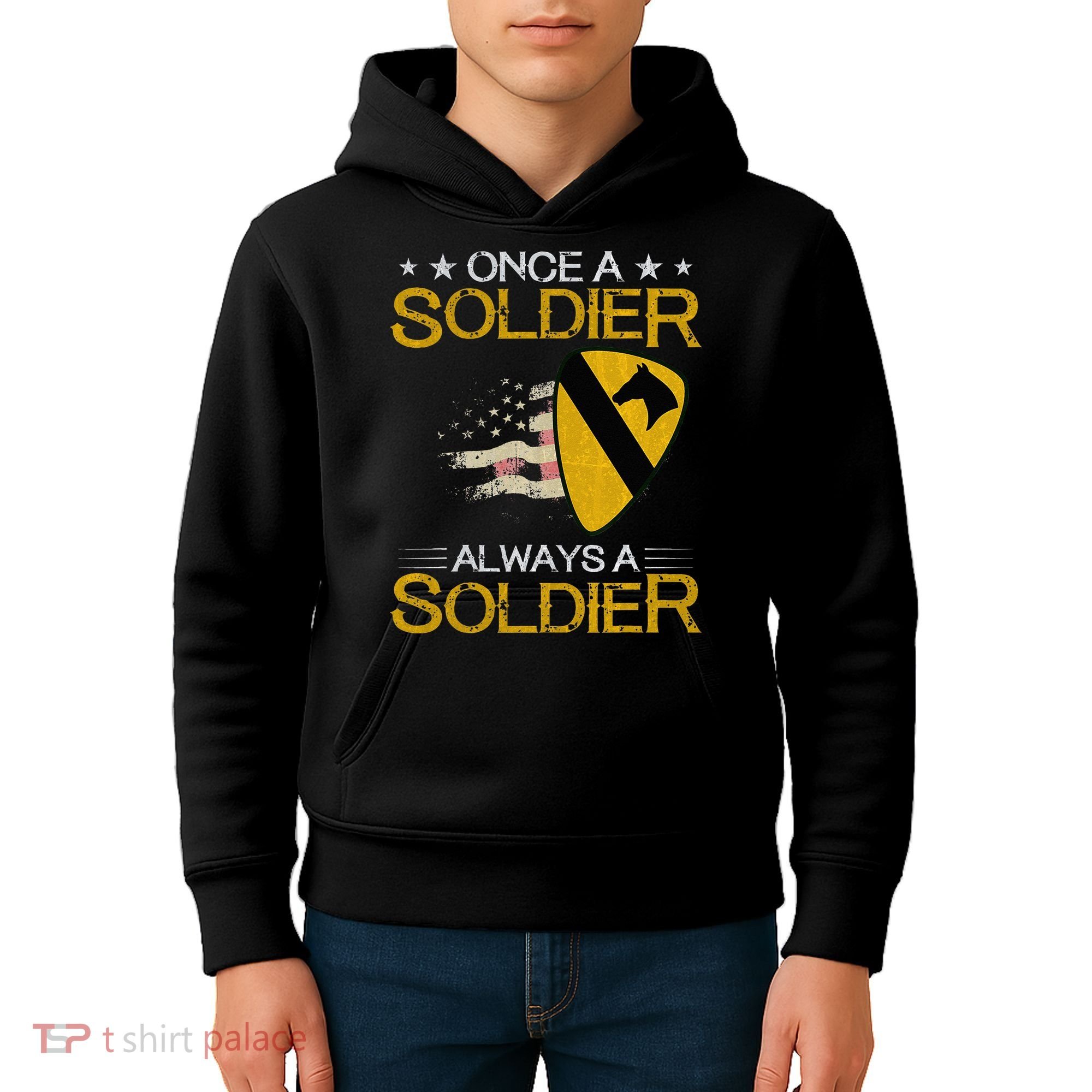 1st Cavalry Division Veteran Always a Soldier Military Xmas Kids Hoodie