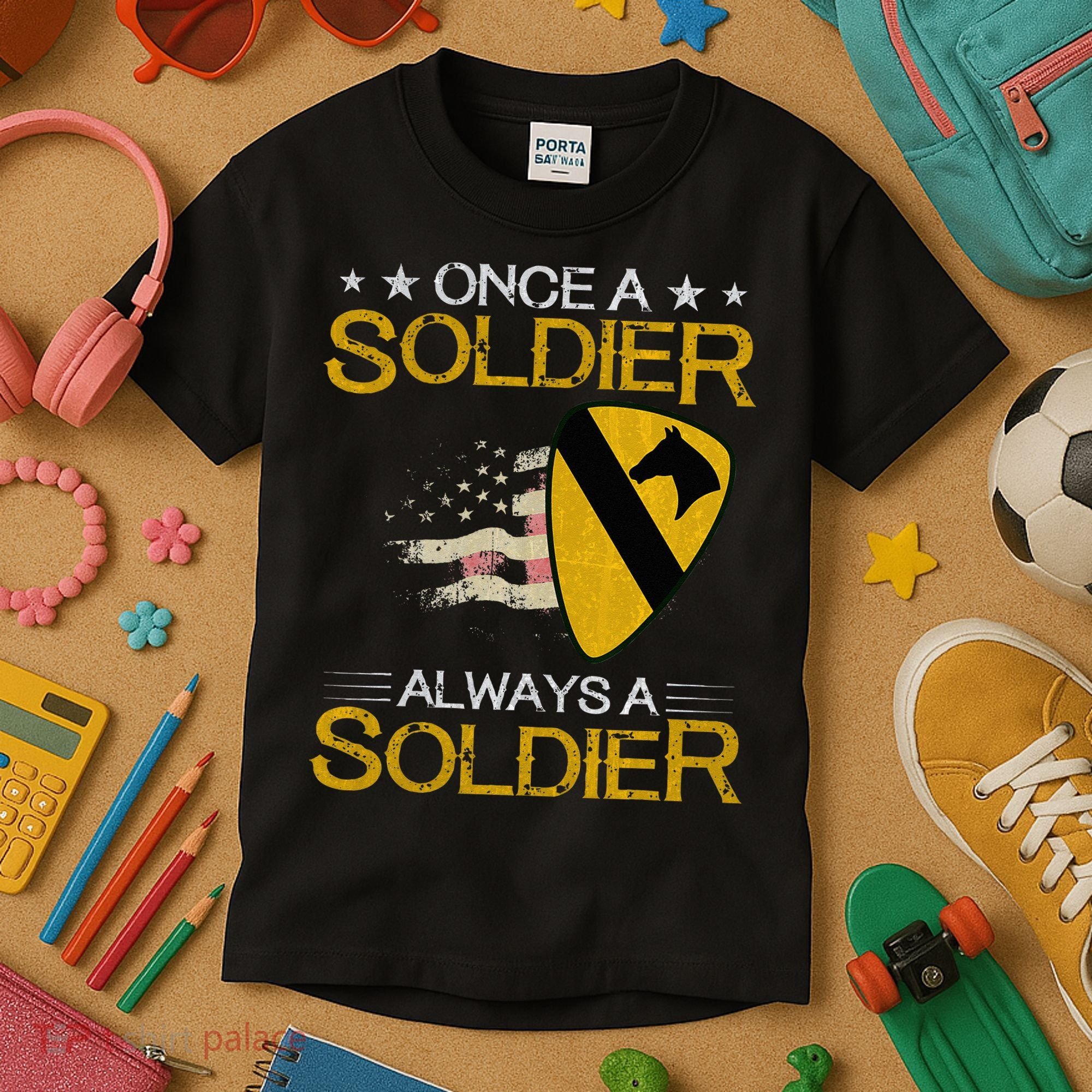 1st Cavalry Division Veteran Always a Soldier Military Xmas Kids T-Shirt