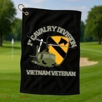 1st Cavalry Division Vietnam Veteran Uh1 Gunship Veteran Day Gift Golf Towel thumb 1
