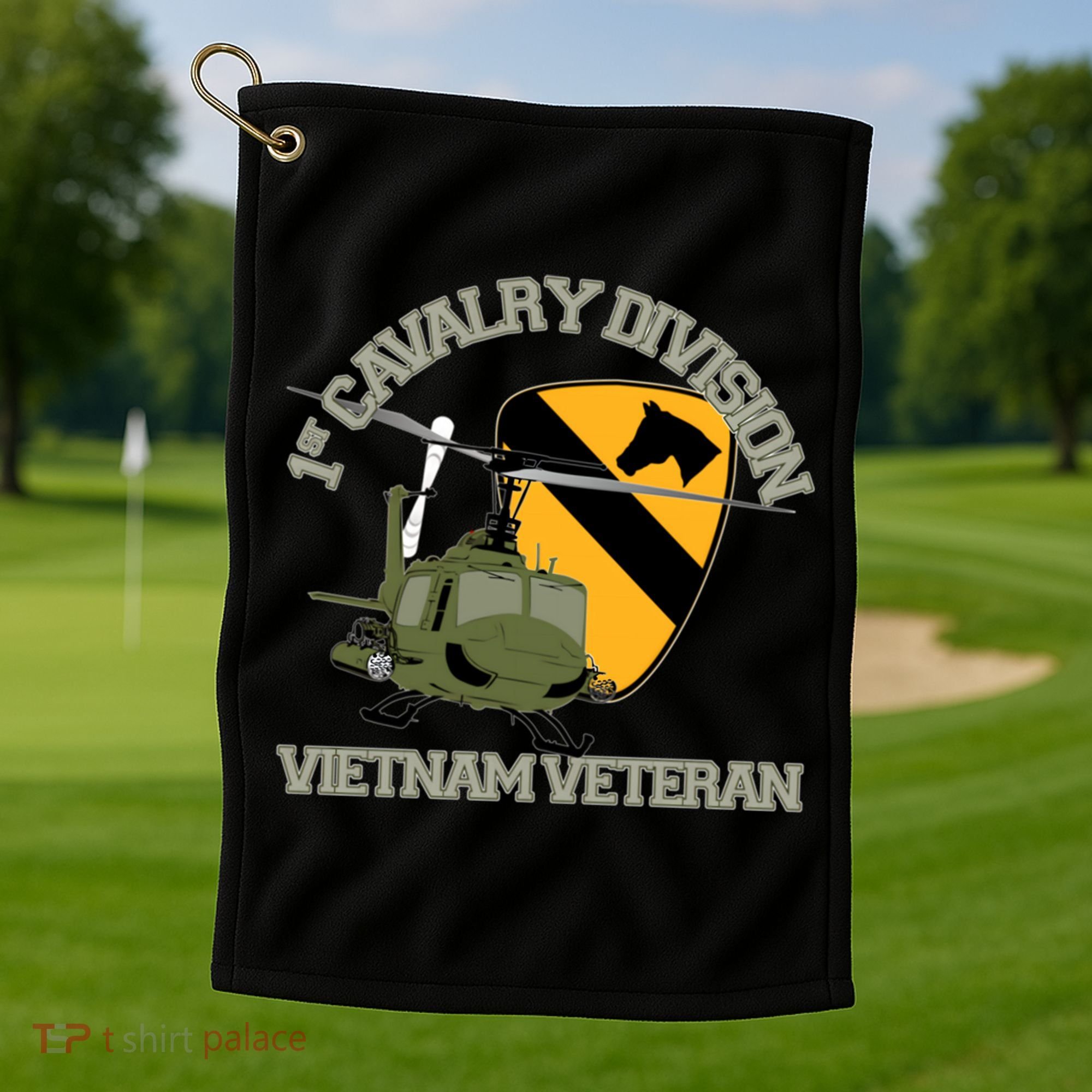 1st Cavalry Division Vietnam Veteran Uh1 Gunship Veteran Day Gift Golf Towel