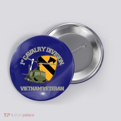 1st Cavalry Division Vietnam Veteran Uh1 Gunship Veteran Day Gift Button