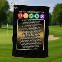 10 Commandments Of Bingo Bingo Player Golf Towel thumb 1