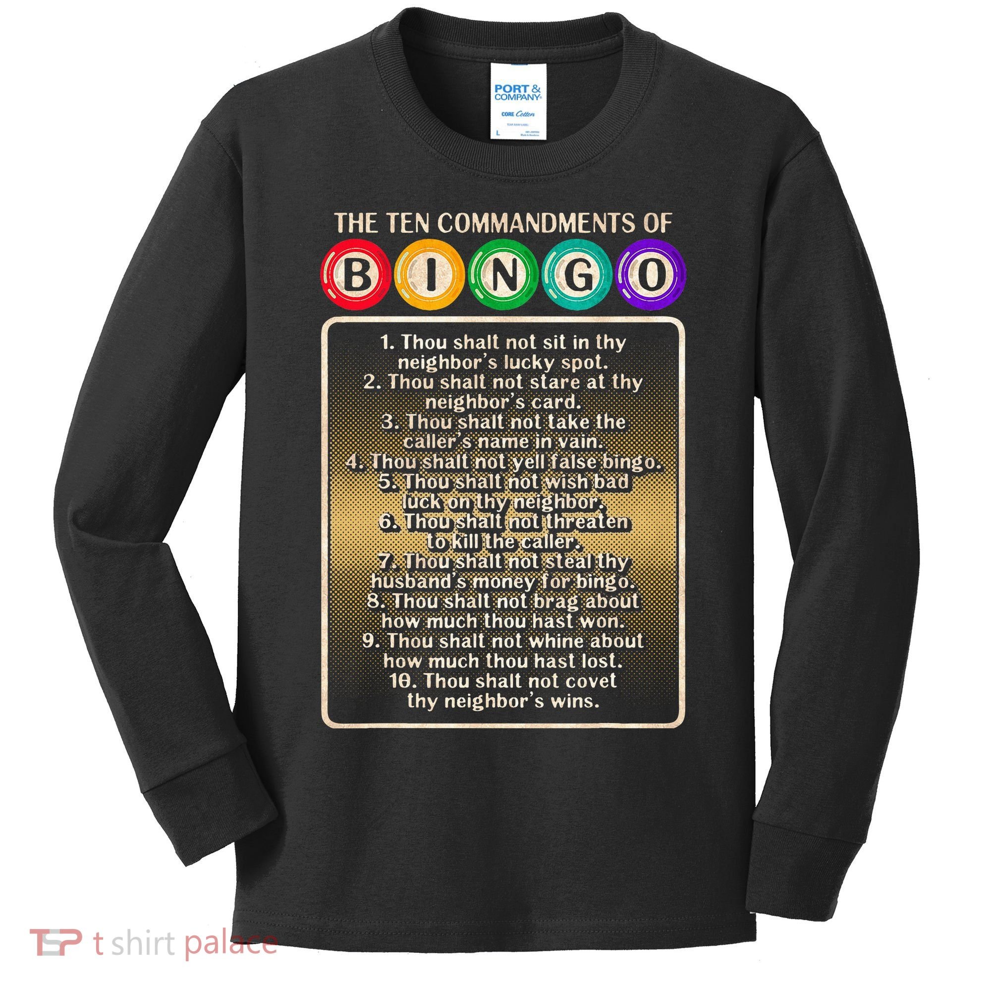 10 Commandments Of Bingo Bingo Player Kids Long Sleeve Shirt
