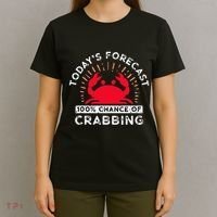 100 Chance Of Crabbing Crab Hunter Crab Eater Seafood T-Shirt thumb 4