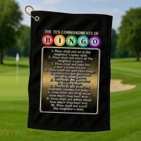 10 Commandments Of Bingo Bingo Player Golf Towel thumb 1