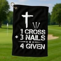 1 Cross Plus 3 Nails Equal 4 Given Christian Faith Cross Golf Towel thumb 1