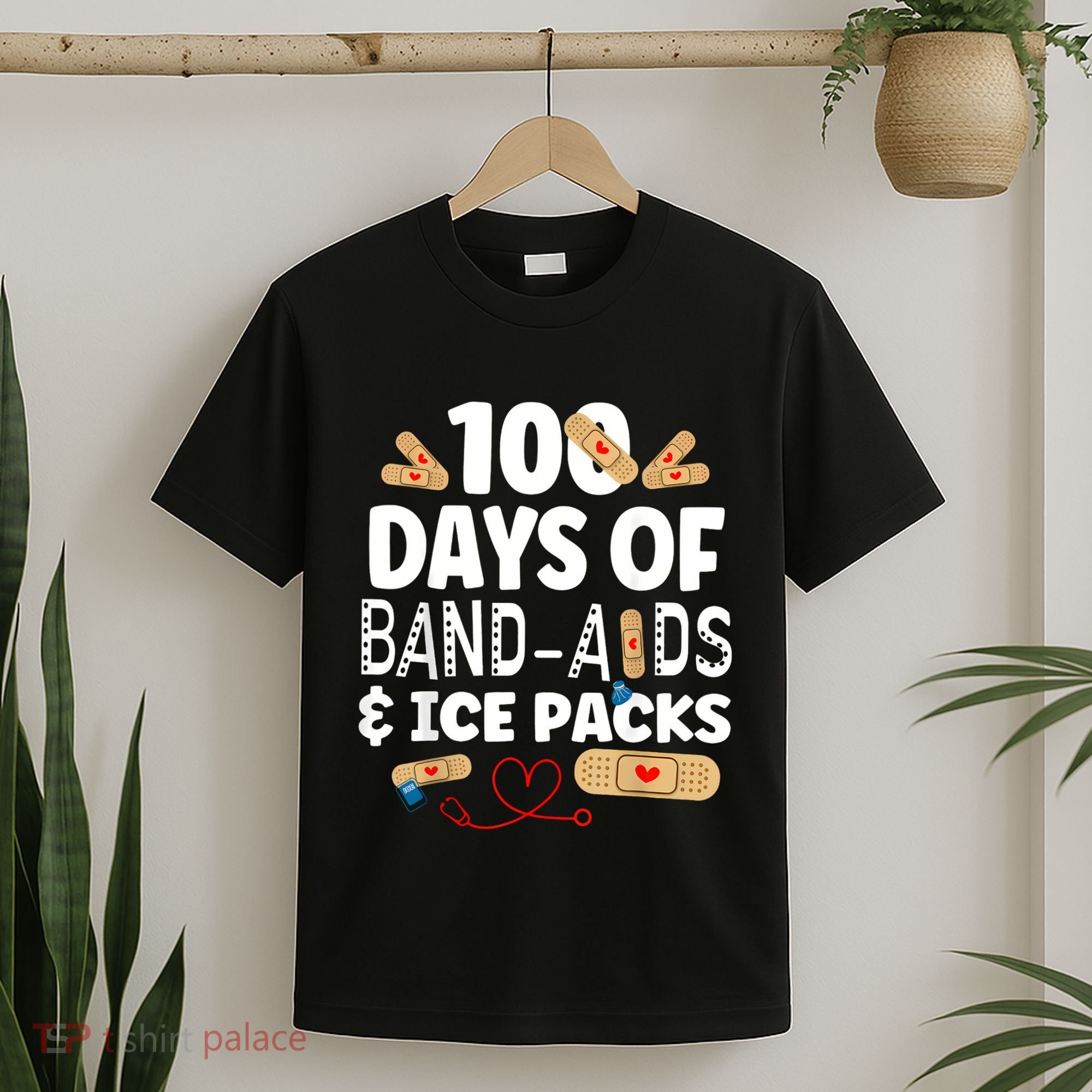 100 Days Band Aids & Ice Packs Nurse 100 Days Of School T-Shirt