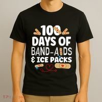 100 Days Band Aids & Ice Packs Nurse 100 Days Of School T-Shirt thumb 3