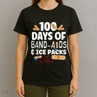 100 Days Band Aids & Ice Packs Nurse 100 Days Of School T-Shirt thumb 4