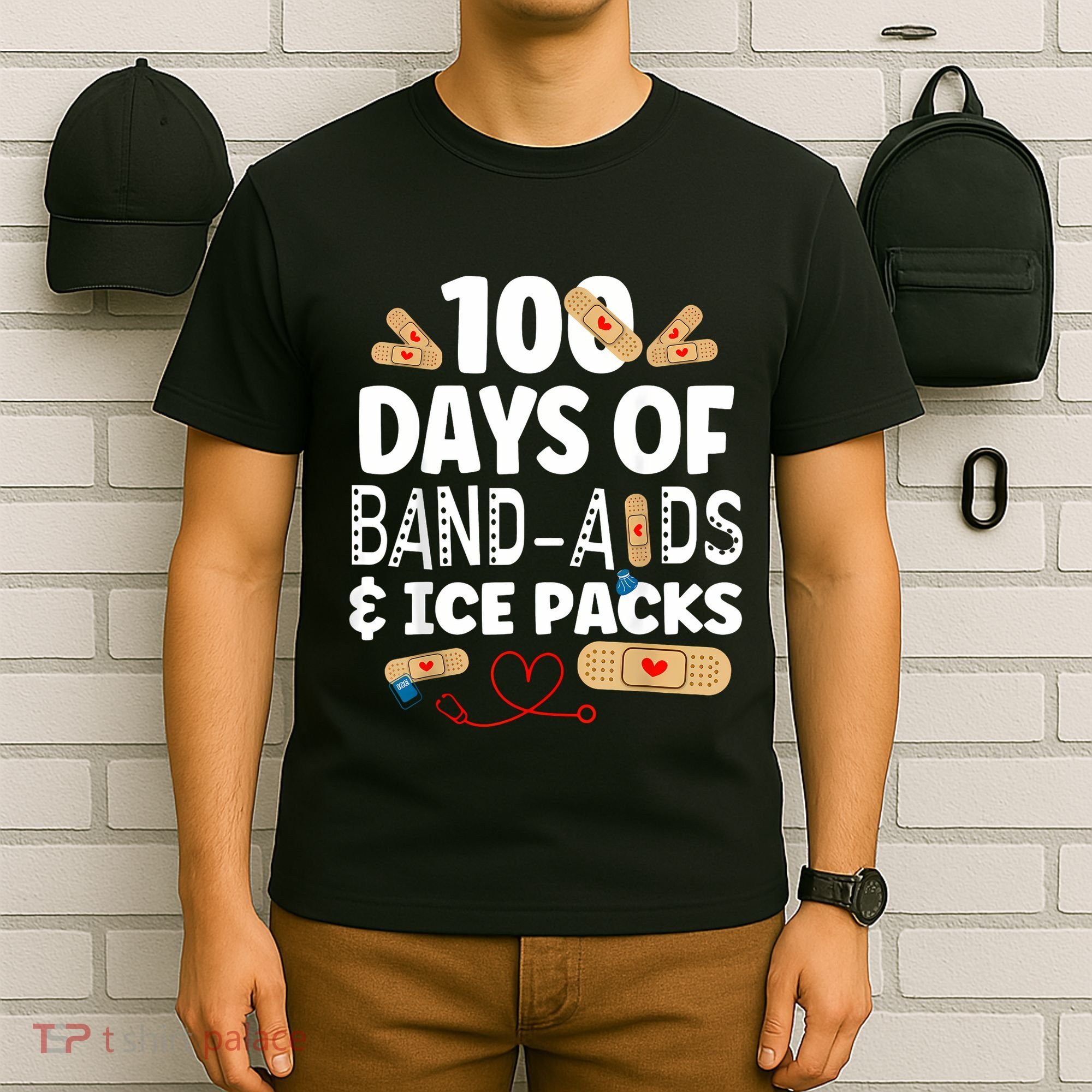100 Days Band Aids & Ice Packs Nurse 100 Days Of School T-Shirt