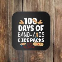 100 Days Band Aids & Ice Packs Nurse 100 Days Of School Coaster thumb 0