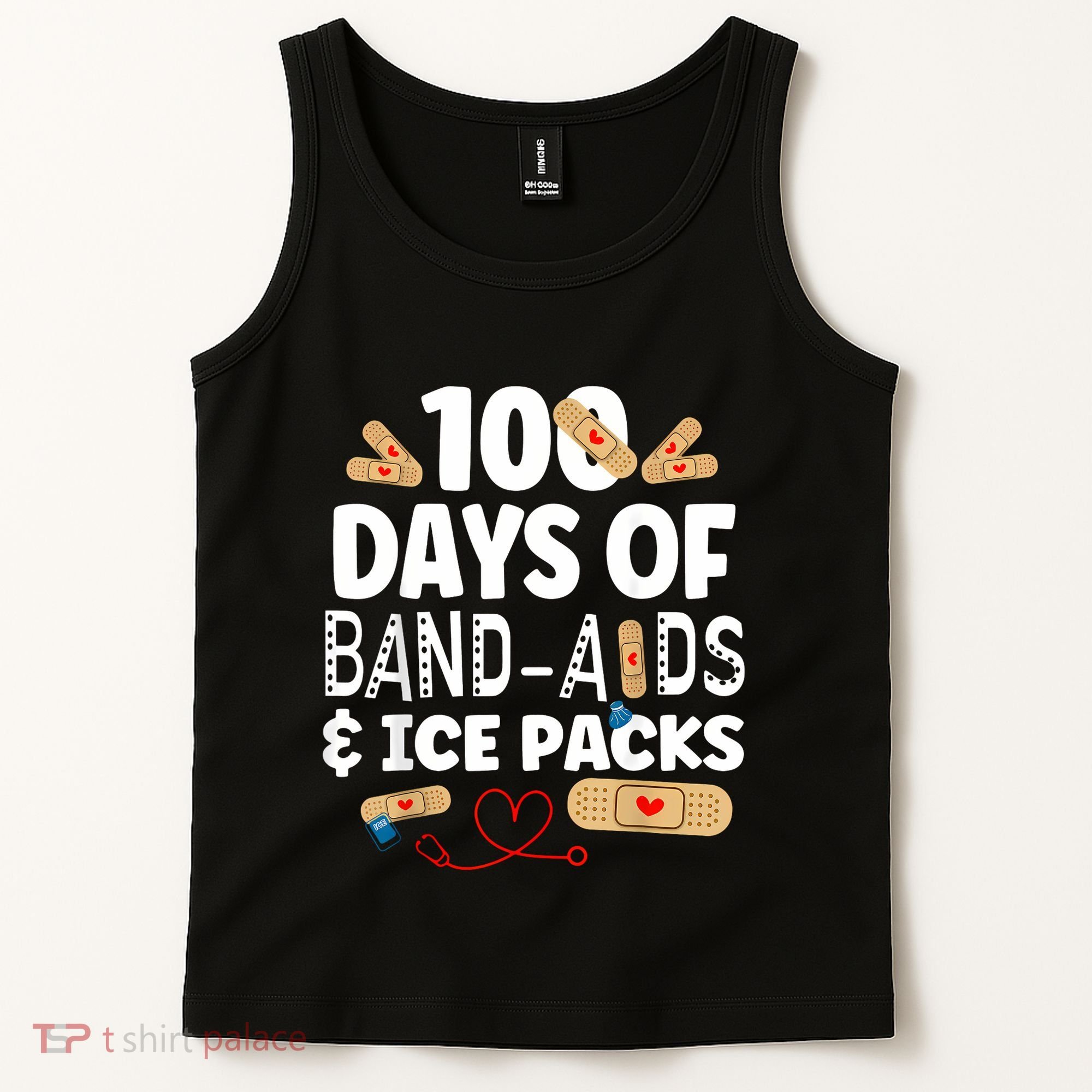100 Days Band Aids & Ice Packs Nurse 100 Days Of School Tank Top