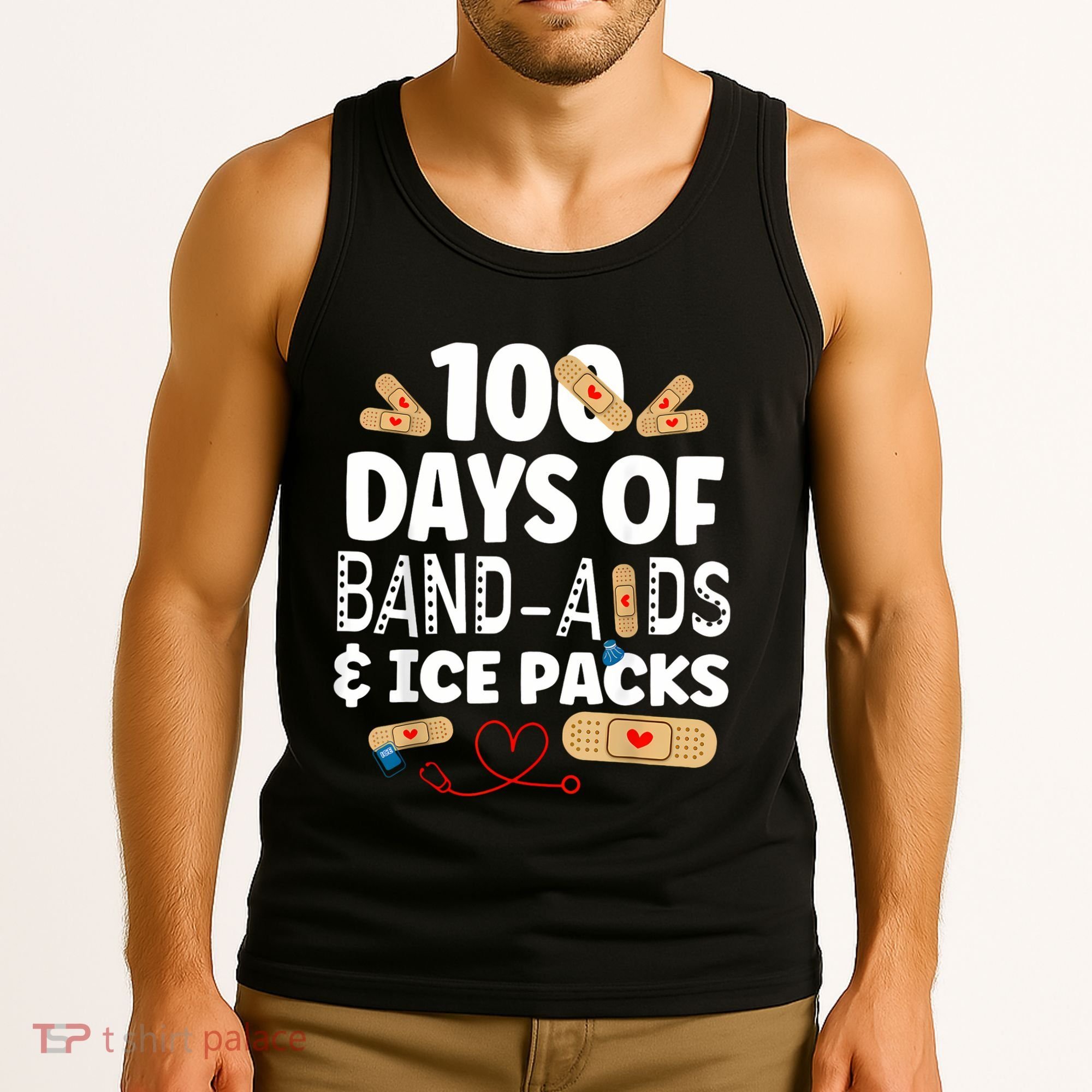 100 Days Band Aids & Ice Packs Nurse 100 Days Of School Tank Top