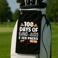 100 Days Band Aids & Ice Packs Nurse 100 Days Of School Golf Towel thumb 2