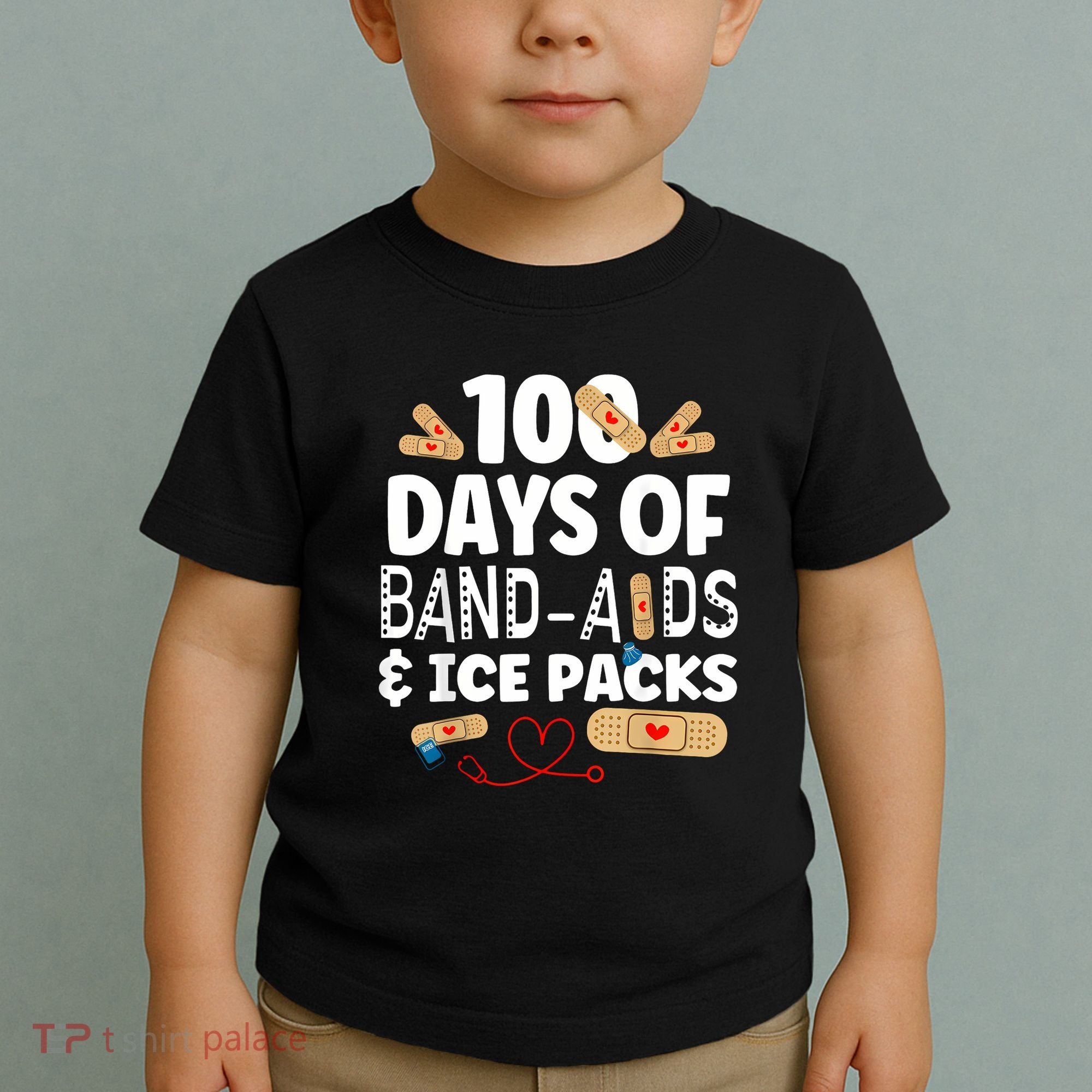 100 Days Band Aids & Ice Packs Nurse 100 Days Of School Toddler T-Shirt