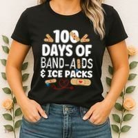 100 Days Band Aids & Ice Packs Nurse 100 Days Of School Women's T-Shirt thumb 2