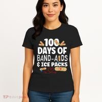 100 Days Band Aids & Ice Packs Nurse 100 Days Of School Women's T-Shirt thumb 4