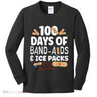 100 Days Band Aids & Ice Packs Nurse 100 Days Of School Kids Long Sleeve Shirt thumb 0