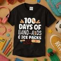 100 Days Band Aids & Ice Packs Nurse 100 Days Of School Kids T-Shirt thumb 3