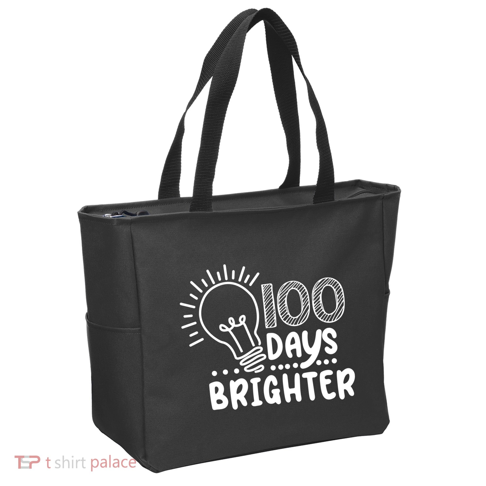 100 Days Brighter Funny Back To School Tote Bag