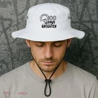 100 Days Brighter Funny Back To School Bucket Hat thumb 2