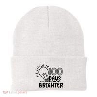 100 Days Brighter Funny Back To School Beanie thumb 0