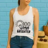 100 Days Brighter Funny Back To School Women's Tank Top thumb 2