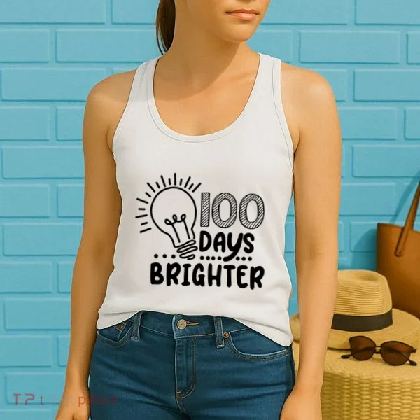 100 Days Brighter Funny Back To School Women's Tank Top