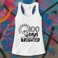100 Days Brighter Funny Back To School Women's Tank Top thumb 3