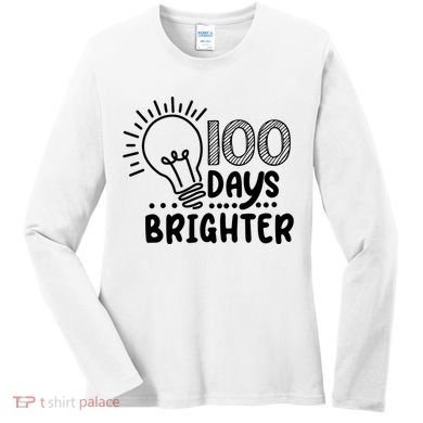100 Days Brighter Funny Back To School Women's Long Sleeve Shirt