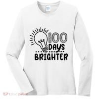 100 Days Brighter Funny Back To School Women's Long Sleeve Shirt thumb 0