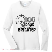 100 Days Brighter Funny Back To School Women's Long Sleeve Shirt thumb 0