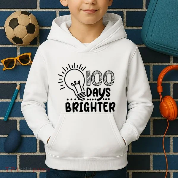 100 Days Brighter Funny Back To School Kids Hoodie