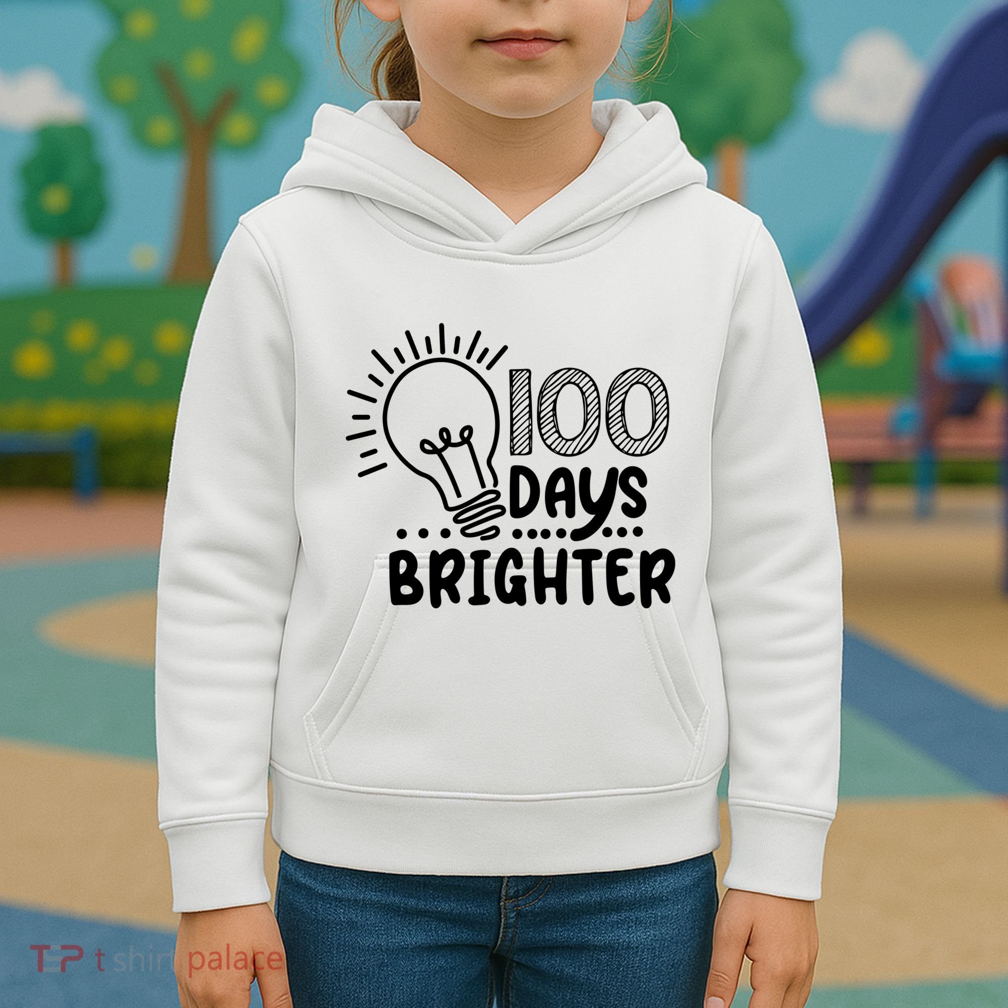 100 Days Brighter Funny Back To School Kids Hoodie
