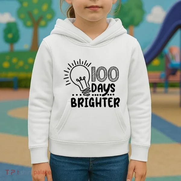 100 Days Brighter Funny Back To School Kids Hoodie