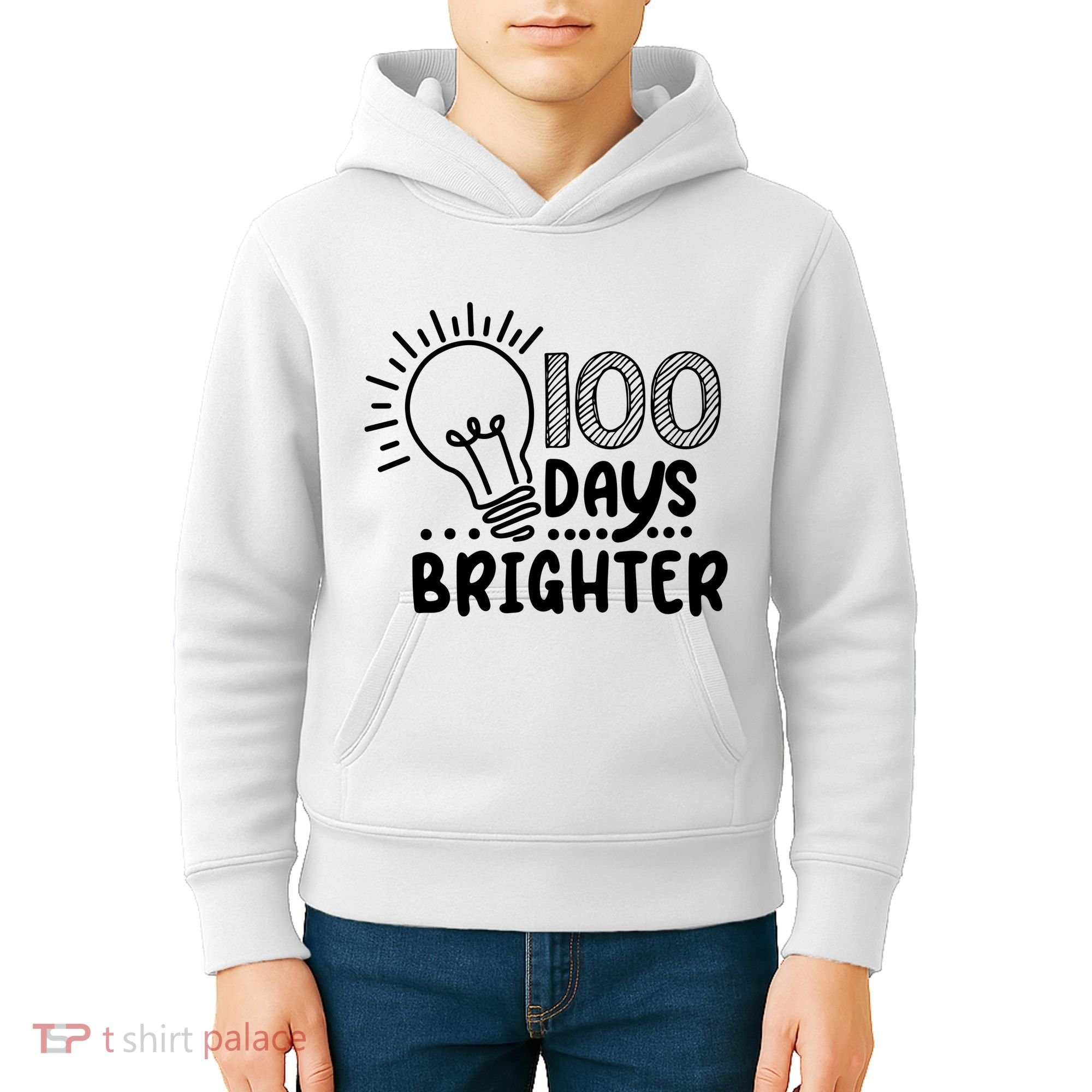 100 Days Brighter Funny Back To School Kids Hoodie