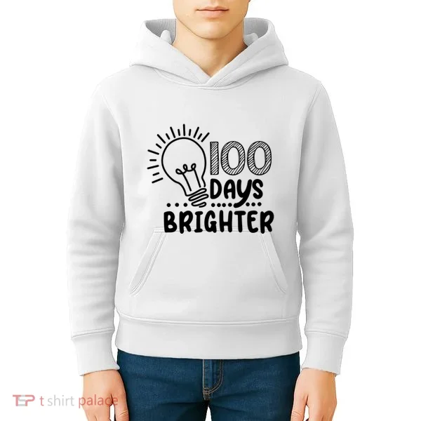 100 Days Brighter Funny Back To School Kids Hoodie