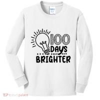 100 Days Brighter Funny Back To School Kids Long Sleeve Shirt thumb 0