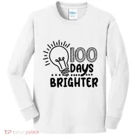 100 Days Brighter Funny Back To School Kids Long Sleeve Shirt thumb 0