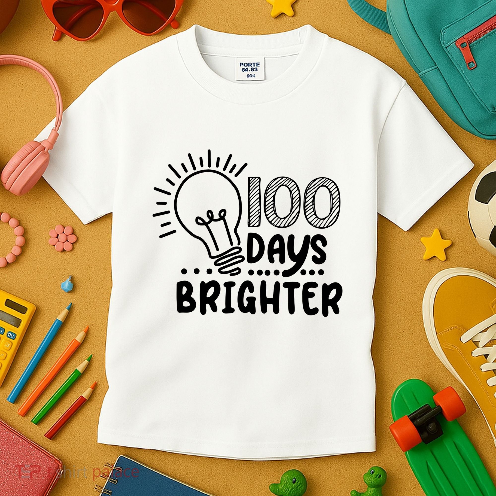 100 Days Brighter Funny Back To School Kids T-Shirt