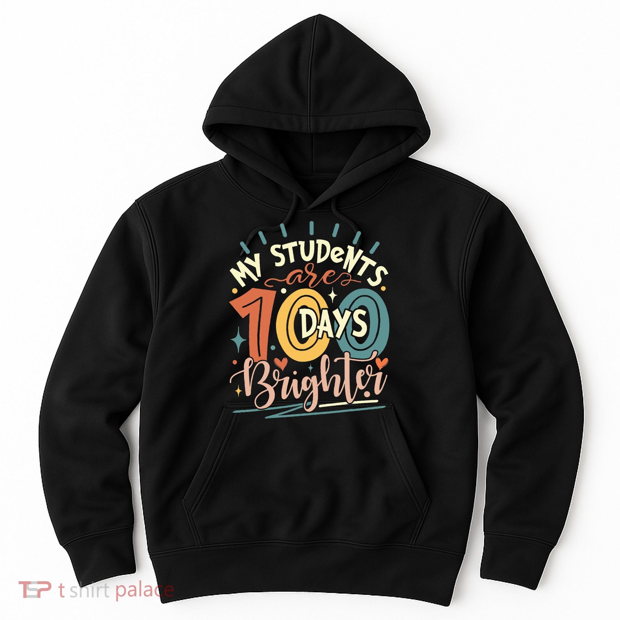 100 Days Brighter Teacher 100th Day Of School Teachers Squad Hoodie