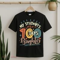 100 Days Brighter Teacher 100th Day Of School Teachers Squad T-Shirt thumb 2