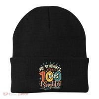 100 Days Brighter Teacher 100th Day Of School Teachers Squad Beanie thumb 0